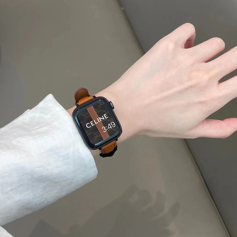 新款高级简约真皮适用iwatch8/9苹果手表带applewatch7654代SE女-图0