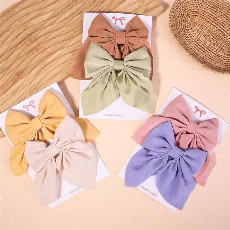 2Pcs/set Women Girls Sweet Print Bows Hair Clips Hairpins - 图1