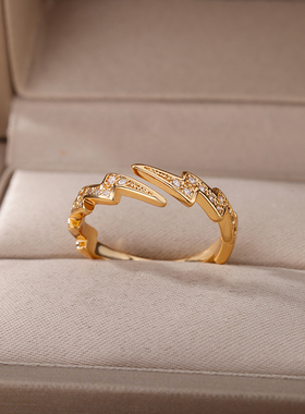 Lightning Rings For Women Stainless Steel Gold Plated