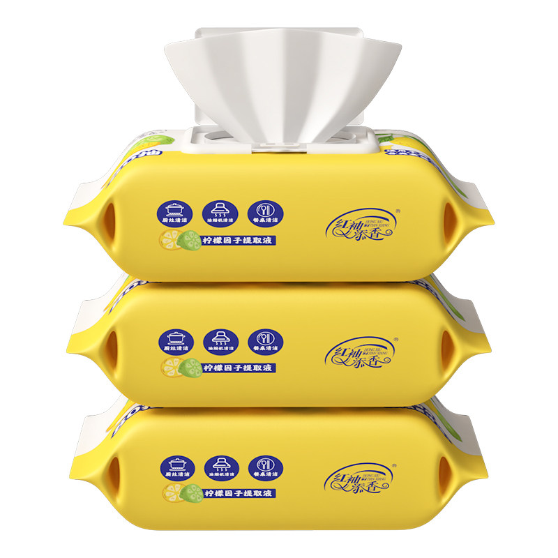 红袖添香80抽x5包厨房湿巾纸去油抹布清洁湿巾免洗消毒去污油污,淘宝优惠券,粉丝福利购,淘宝优惠卷