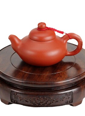实木奇石托盘花盆仿古陶瓷工艺品底圆形花瓶底座花瓶石头木托摆件