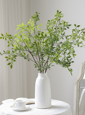 仿真南天竹单枝3叉人造绿植 家居商场装饰摆件植物造景盆栽仿真花