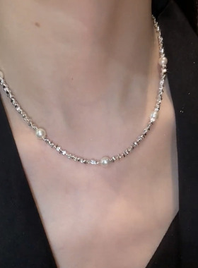 设计感碎银几两珍珠项链女