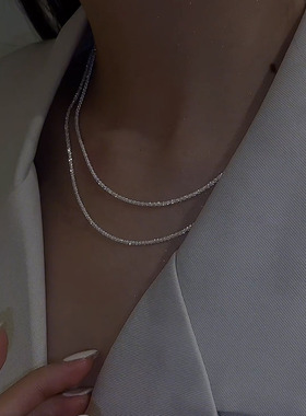 设计感银色满天星锁骨链女