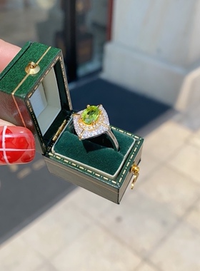 天然橄榄石纯银戒指