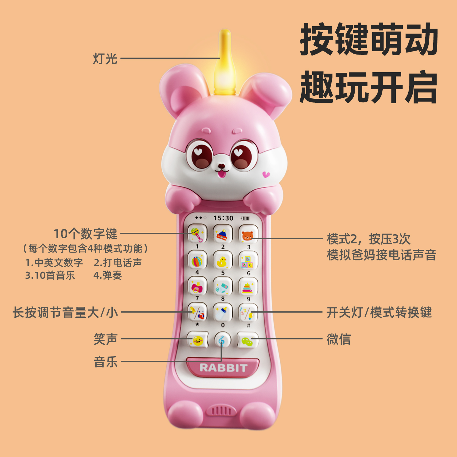 婴儿手机大哥大玩具宝宝早教0到6个月益智一两周幼儿童1到3岁礼物 - 图0