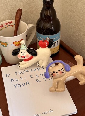 可爱小猫小狗冰箱家用贴磁吸装饰品创意留言贴个性卡通可爱磁性贴