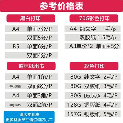 打印资料复印彩色a4黑白图文快印a3印刷书本装订成册网上打印包邮 虎窝淘