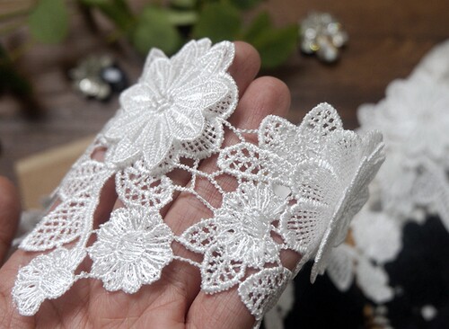 黑白色涤纶刺绣蕾丝流苏花边辅料宽10cm DIY手工婚纱礼服家纺材料 - 图1