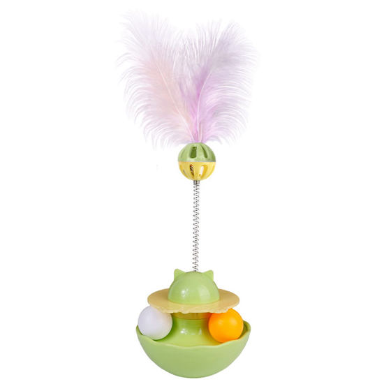 Cat Toy Tumbler Funny Cat Stick Cat Self-Happiness Relief Artifact with Cat Mint Ball Kitten Toy Cat Turntable