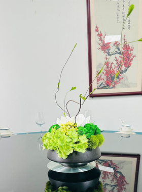 新款酒店餐桌花摆花大圆桌中间装饰仿真假花餐厅桌面花艺玄关摆件