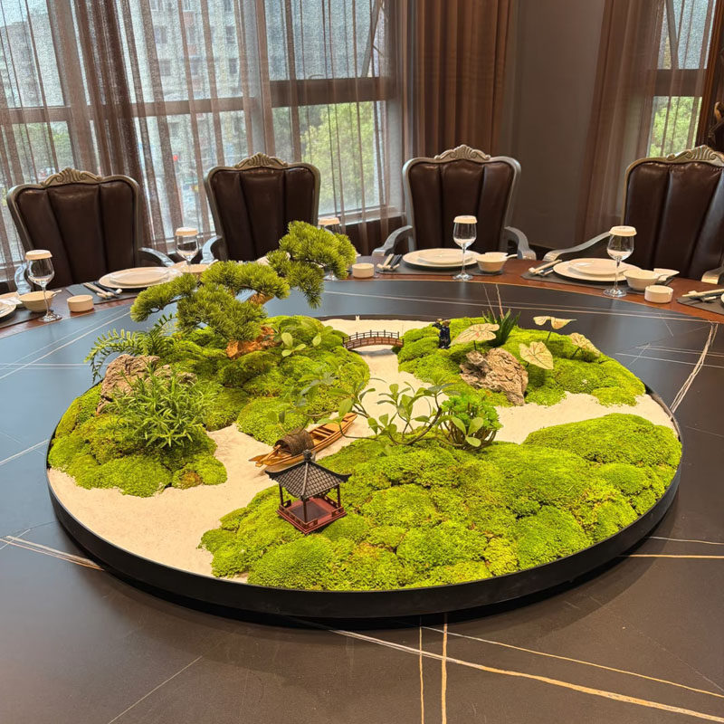 高端酒店大圆桌中间摆件会所餐桌转盘装饰微景观盆景装饰花中式,淘宝优惠券,粉丝福利购,淘宝优惠卷