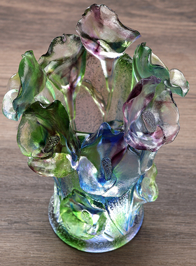 古法琉璃花瓶摆件轻奢高档