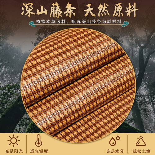 藤席凉席夏天新款冰丝席子夏季宿舍家用草席双面可折叠天然腾席子 - 图3