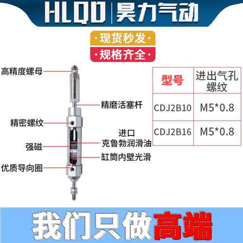 迷你气缸可调行程CDJ2B10/16-10/20-20/50-50/75-50/100-50-XC8 - 图2