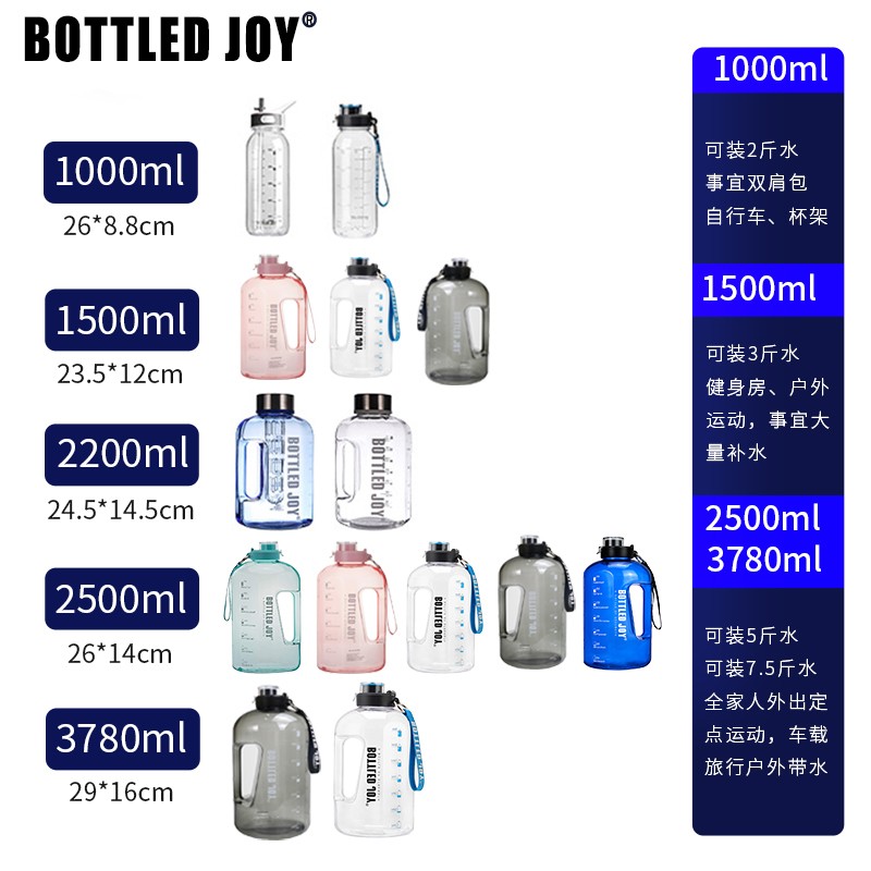 bottledjoy超大号大肚吨吨桶耐高温户外健身运动3000毫升水杯子壶-图3