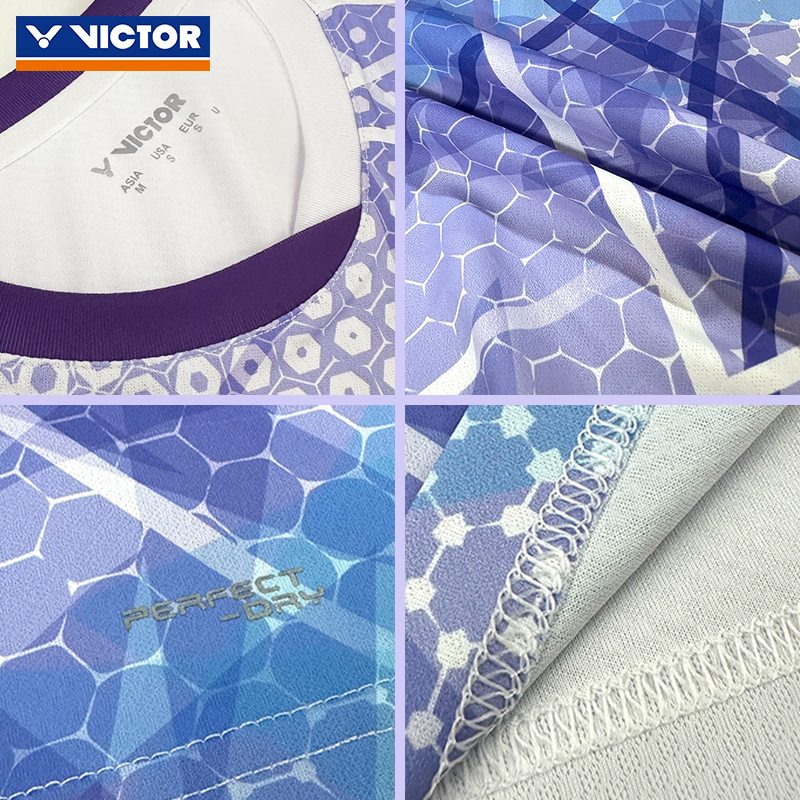 新款victor胜利羽毛球服男女短袖速干T恤球星同款专业T-40001TD - 图1