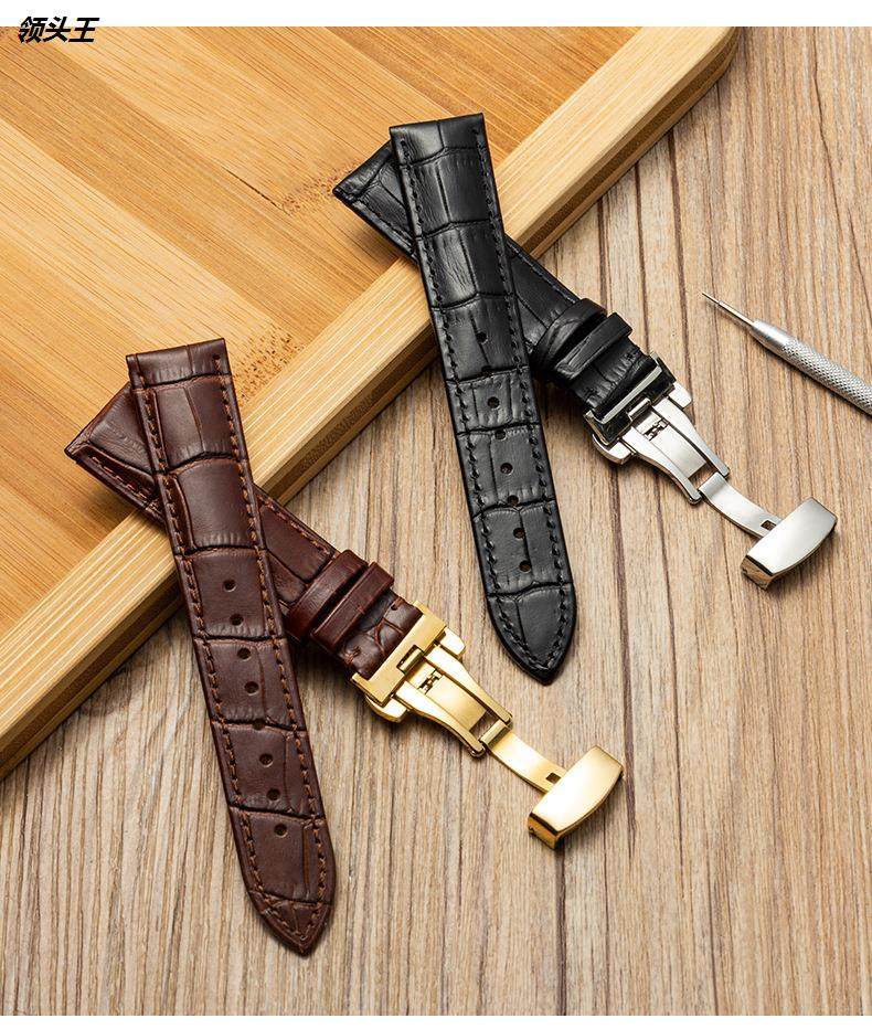 手表带 现货批发头层牛皮竹节纹黑色棕色20-22mm适用华为小米三星