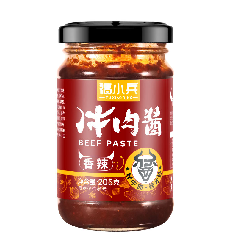 福小兵五香牛肉酱香菇拌面酱下饭菜拌饭夹馍辣椒酱瓶装家用调味酱 - 图3