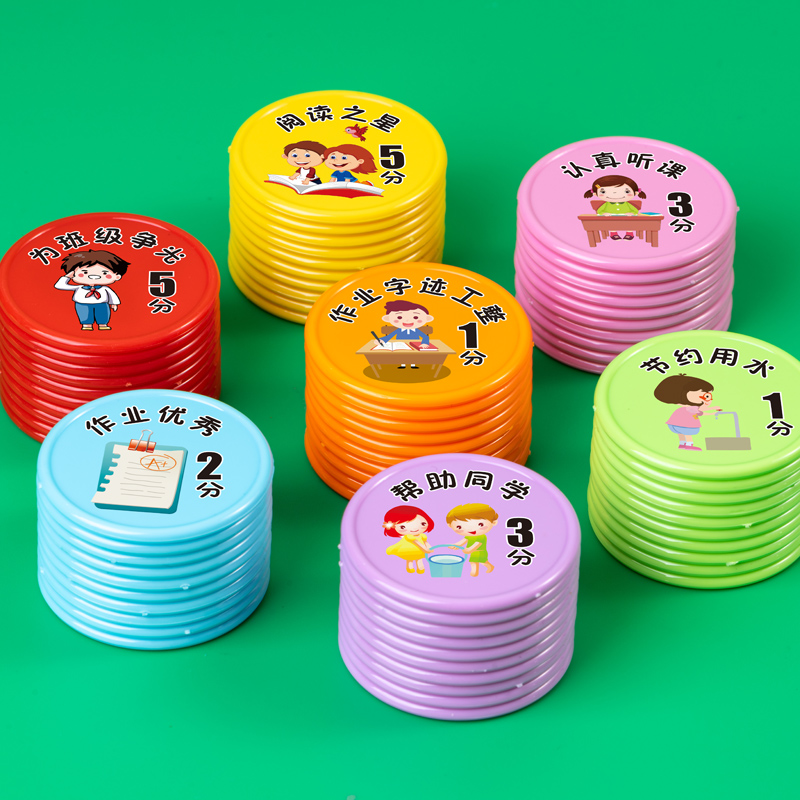 小学生儿童积分卡奖励卡幼儿园培训机构卡通兑换币塑料小圆片定制 - 图0