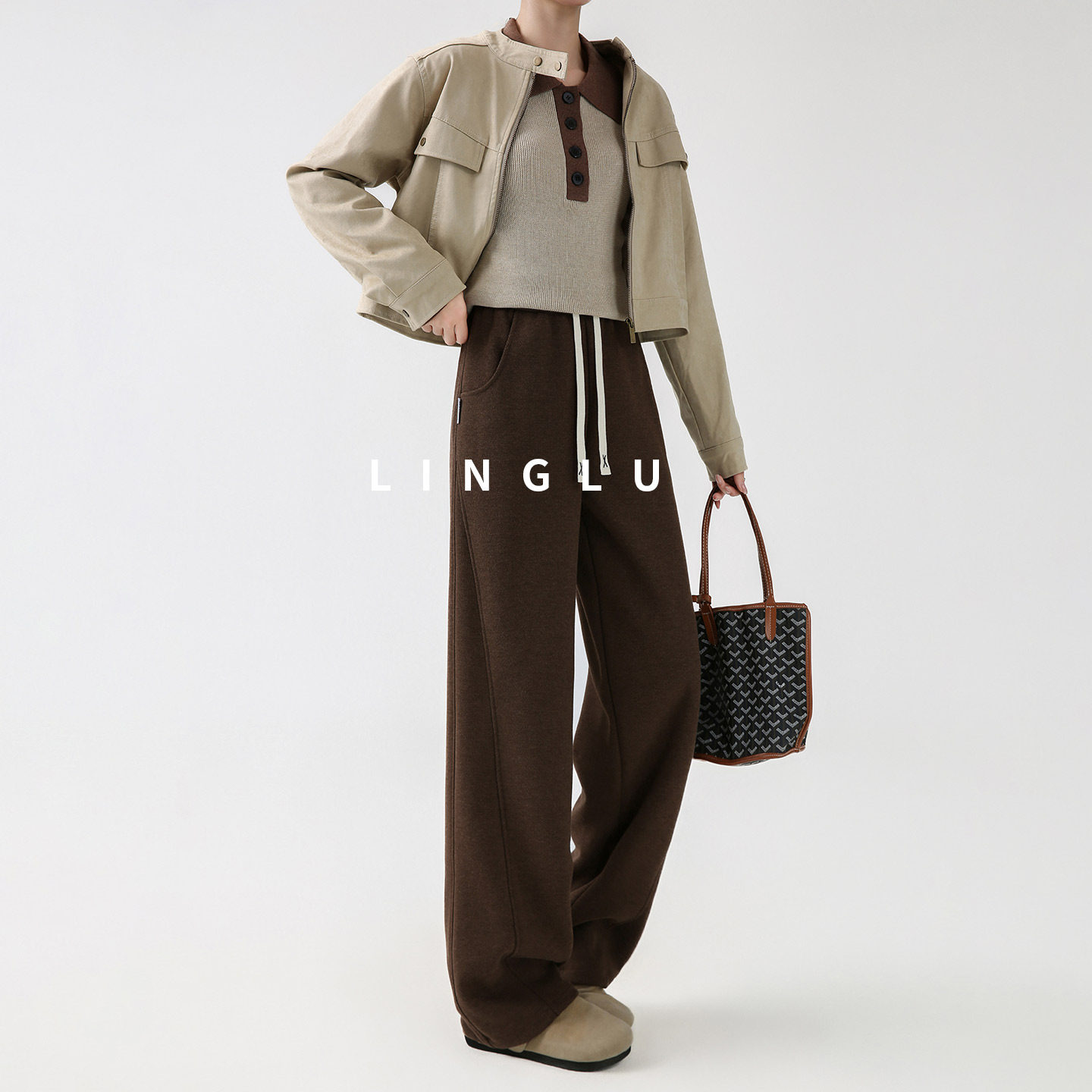 【老钱风穿搭】咖色裤子女秋冬款加厚弯刀裤美拉德香蕉裤加绒卫裤,淘宝优惠券,粉丝福利购,淘宝优惠卷