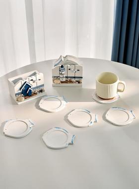 地中海木制装饰杯垫咖啡垫绝缘垫铁锚杯垫锚家庭桌面装饰创意