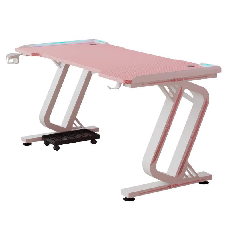 粉色电竞桌椅套装女生家用卧室游戏主播用直播桌子简易电脑台式桌 - 图3