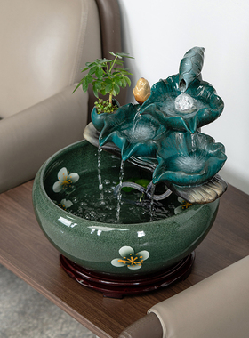 招财流水摆件陶瓷鱼缸开业