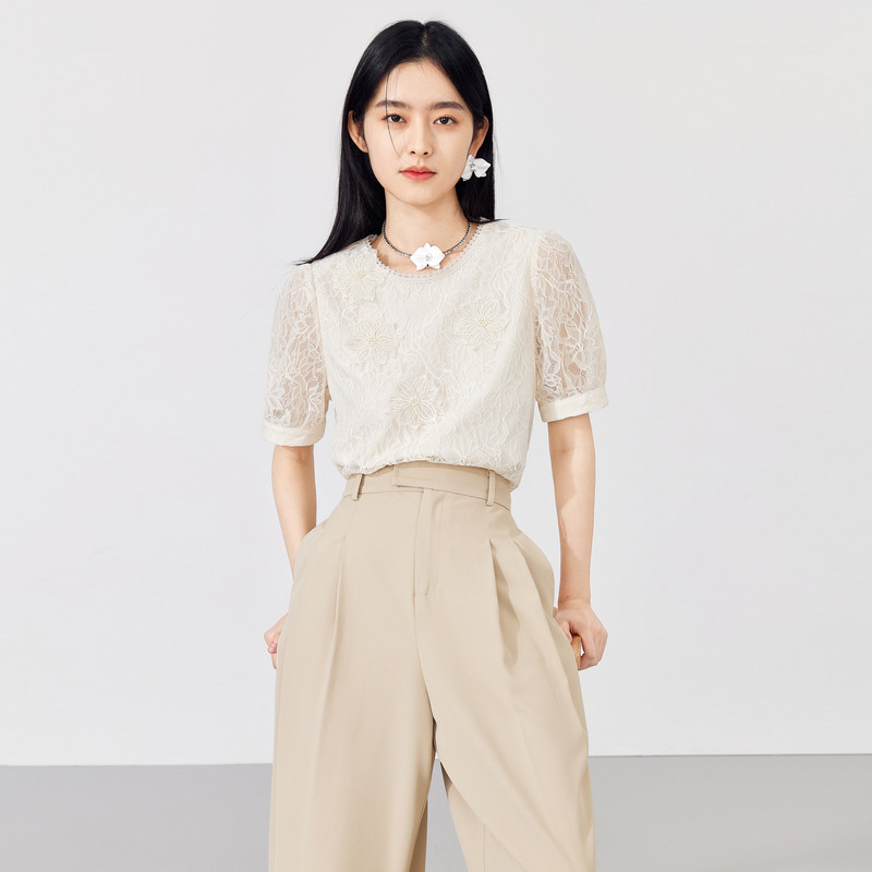  秋水伊人outlet店蕾丝衫/雪纺衫