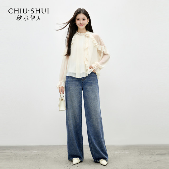 ເສື້ອ lace lace ແບບ elegant Qiushui Yiren
