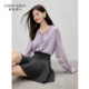 ເສື້ອຢືດ chiffon ສີແຂງ Qiushui Yiren ຝຣັ່ງ 2026 ລະດູໃບໄມ້ປົ່ງໃໝ່ ເສື້ອຢືດແບບໂຣແມນຕິກ ຮອບຄໍ lace-up top