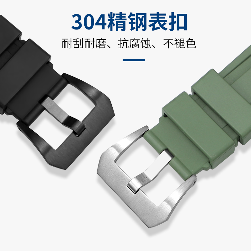 亚悠适用沛纳海氟橡胶表带原装男441原厂 22mm 24mm Luminor专用-图1