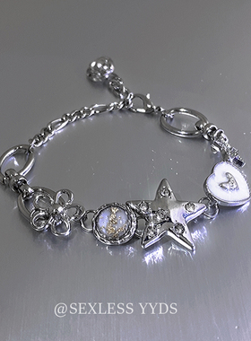 中性冷淡风！重工星星爱心手链女