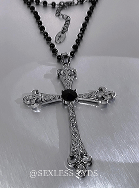 yyds！哥特风暗黑十字架长款项链女高级感个性亚文化配饰2025新款