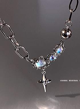 yyds甜酷拼接月光石项链