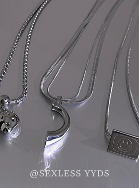 简单点！金属冷淡风几何吊坠项链