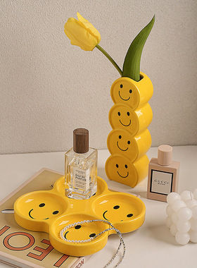 陶瓷笑脸置物架玄关装饰