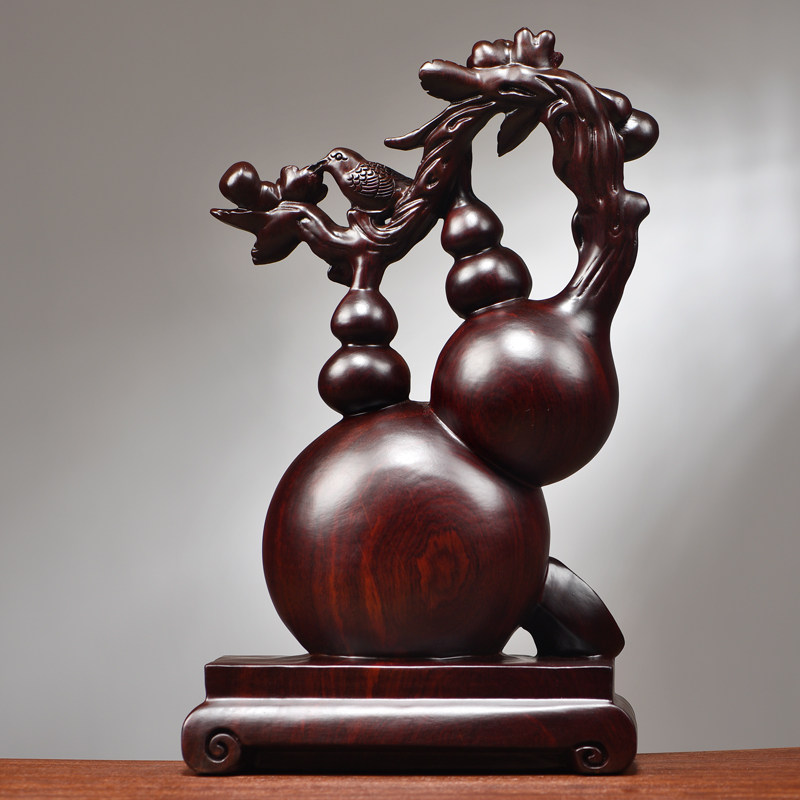 黑檀木雕葫芦摆件实木新中式寓意福禄家居客厅办公柜台装饰工艺品,淘宝优惠券,粉丝福利购,淘宝优惠卷