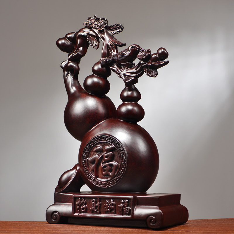 黑檀木雕葫芦摆件实木新中式寓意福禄家居客厅办公柜台装饰工艺品,淘宝优惠券,粉丝福利购,淘宝优惠卷