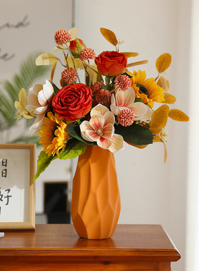 玫瑰花束高端仿真花家用摆件