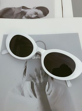 小红书红色复古椭圆太阳镜防紫外线高清开车防眩光高级新款墨镜