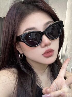 欧美复古黑色大框猫眼墨镜方圆脸显瘦网红高级感防紫外线太阳眼镜