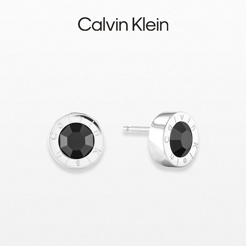 【618】CalvinKlein官方正品CK几何时代黑水晶潮流男耳钉 - 图0