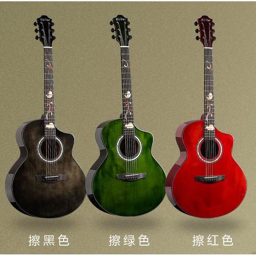 复古云杉木41寸亮光单板吉他 JF桶涂鸦民谣木吉他guitar成人乐器 - 图2