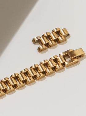 不锈钢项链镀金可拆卸腕带手镯手表链镀18k金保色定制