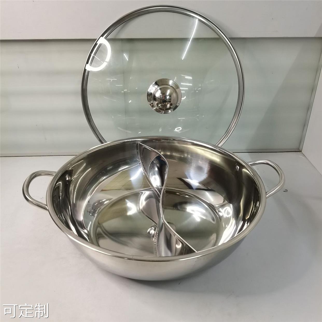 不锈钢特厚鸳鸯火锅 双耳二味不串味隔锅电磁炉两用小肥羊清汤锅