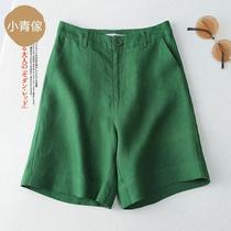 cotton linen pants short female summer new high waist casual broadlegged women pants linen 50% pants 100 lap straight cylinder five pants for children