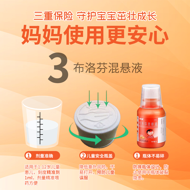 美林布洛芬悬混液 100ml/盒婴儿童退烧药幼儿发热发烧药混悬液药-图0