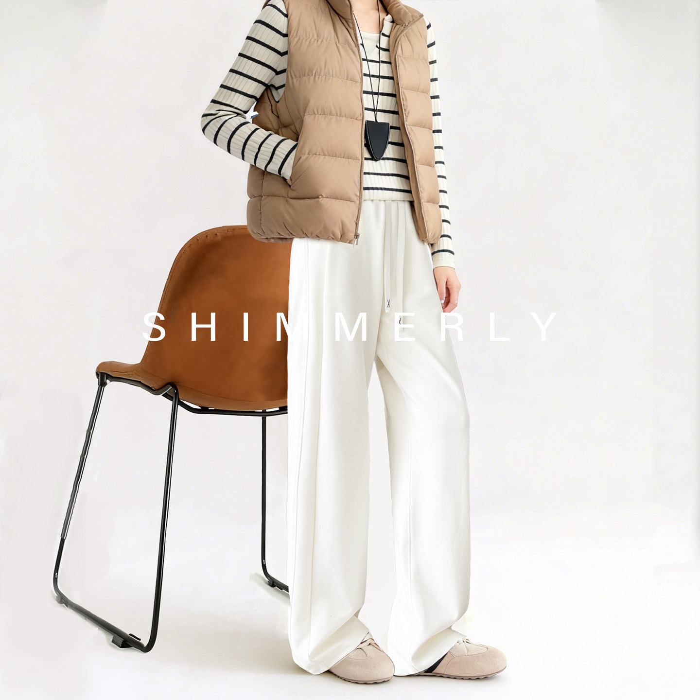 【软糯亲肤棉】白色阔腿裤女加厚冬直筒垂感加长加绒休闲运动裤W,淘宝优惠券,粉丝福利购,淘宝优惠卷