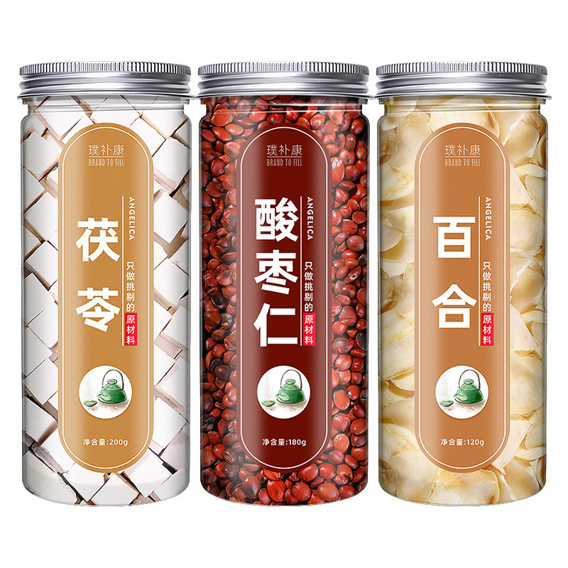 酸枣仁百合茯苓茶正品助眠安神茶 璞补康酸枣仁